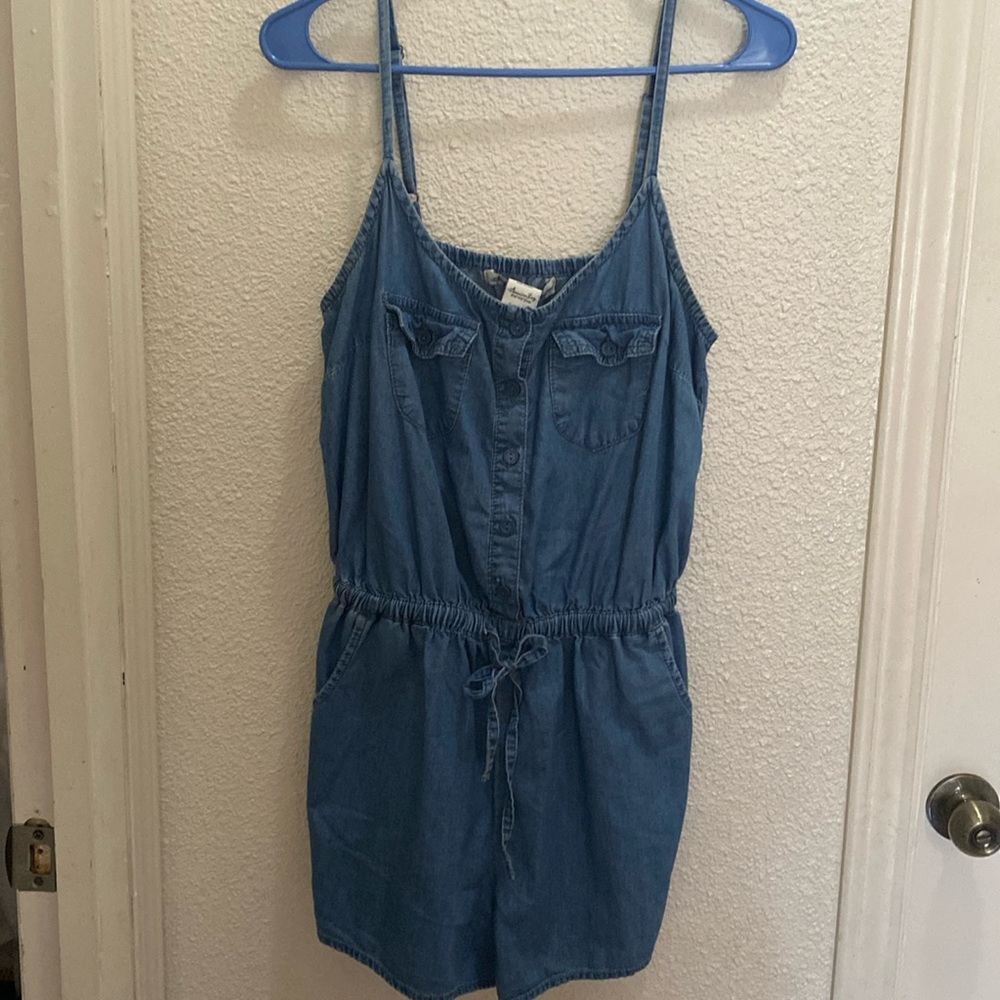American Rag Blue Denim Romper with Elastic Waist
